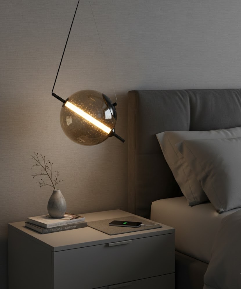 Đèn thả thủy tinh hình quả cầu xích đạo SNT6361