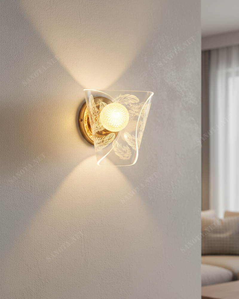 Đèn tường LED hoạ tiết lông vũ SNT6400 sở hữu thiết kế hình phễu cách điệu với chất liệu nhựa mica cao cấp hoặc thủy tinh mờ. Tạo nên độ trong....