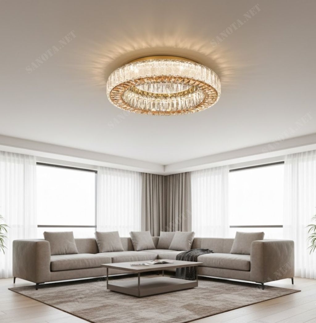 Đèn ốp trần pha lê vòng độc đáo SNT6454 - Ảnh 2