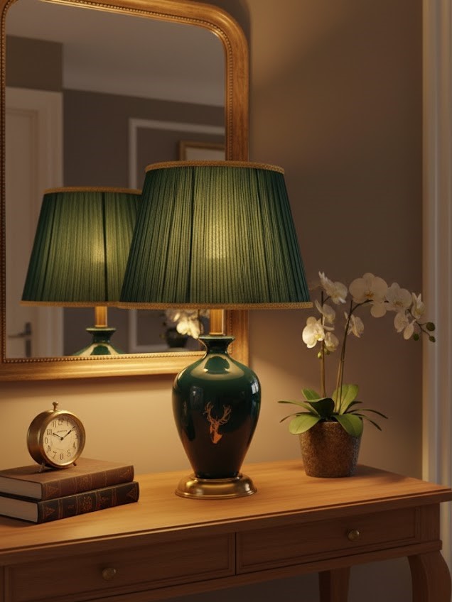 Đèn bàn gốm Kim Lộc Hươu SNT6460