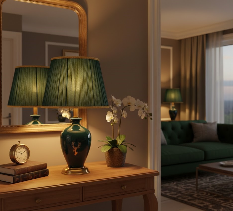 Đèn bàn gốm Kim Lộc Hươu SNT6460