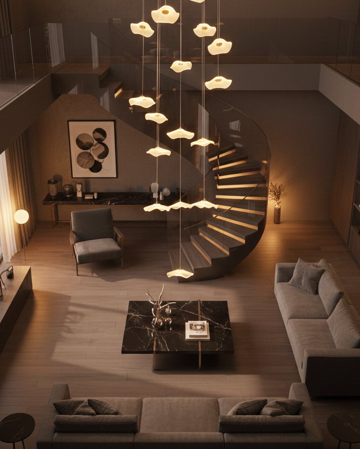 Đèn thông tầng lá hiện đại SNT6608