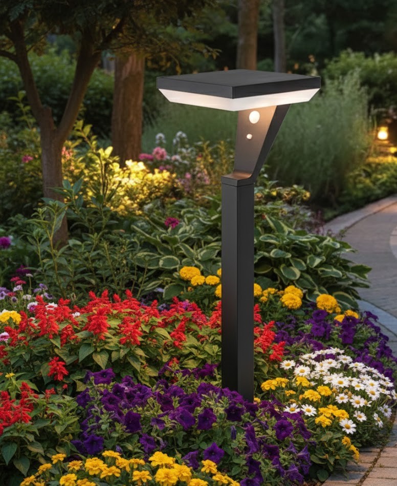 Đèn trụ sân vườn năng lượng mặt trời hiện đại SNT6467