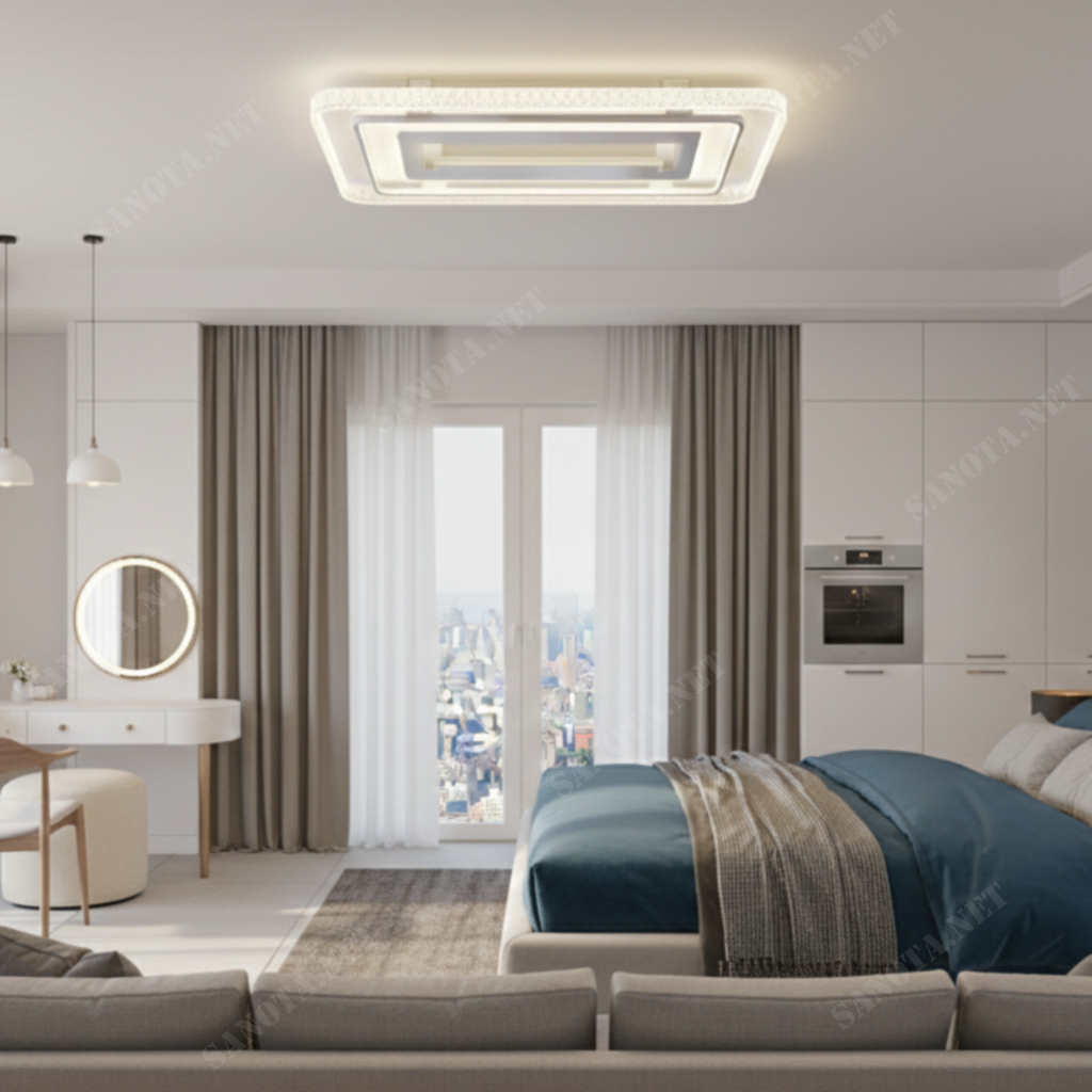 Quạt trần đèn Frame Light Pha Lê Premium SNT6519 - Ảnh 2