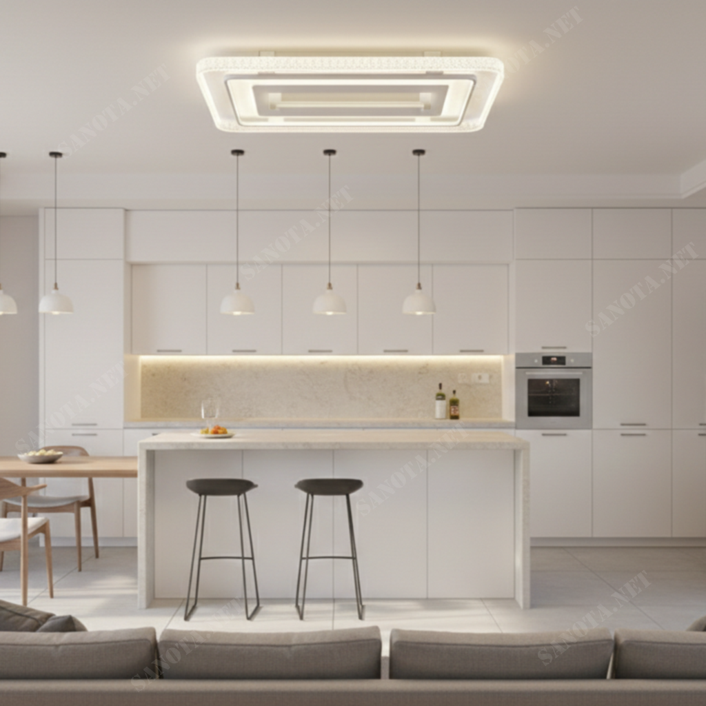 Quạt trần đèn Frame Light Pha Lê Premium SNT6519 - Ảnh 3