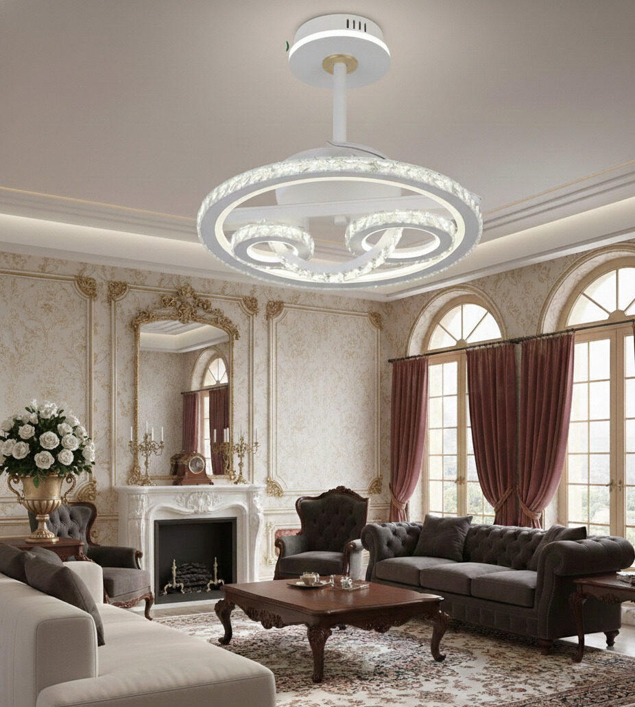 Quạt trần đèn Ring Pha Lê SNT6510