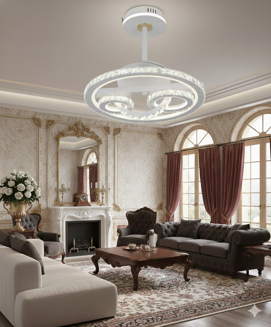 Quạt trần đèn Ring Pha Lê SNT6510