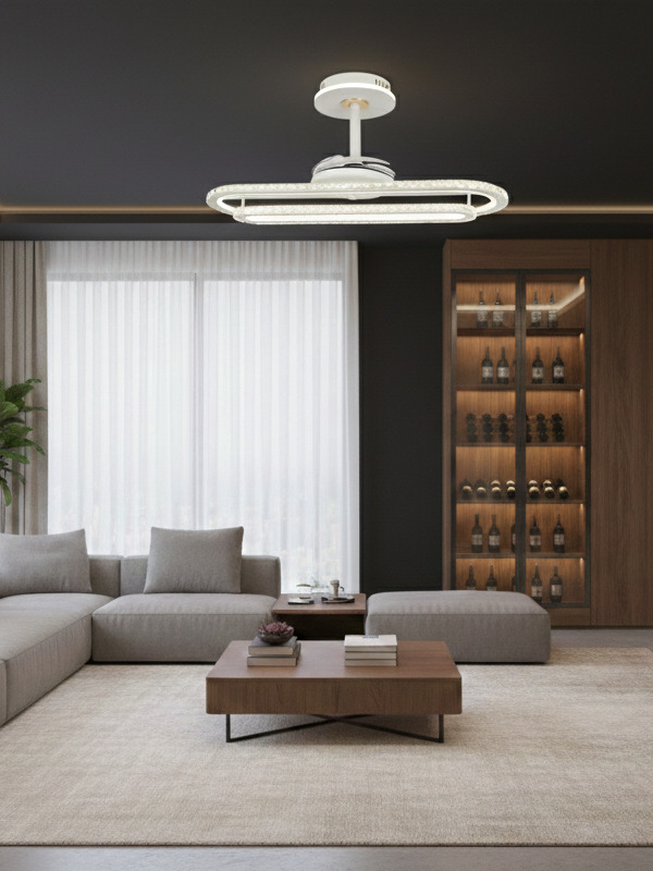 Quạt trần đèn Song Vành Pha Lê SNT6517