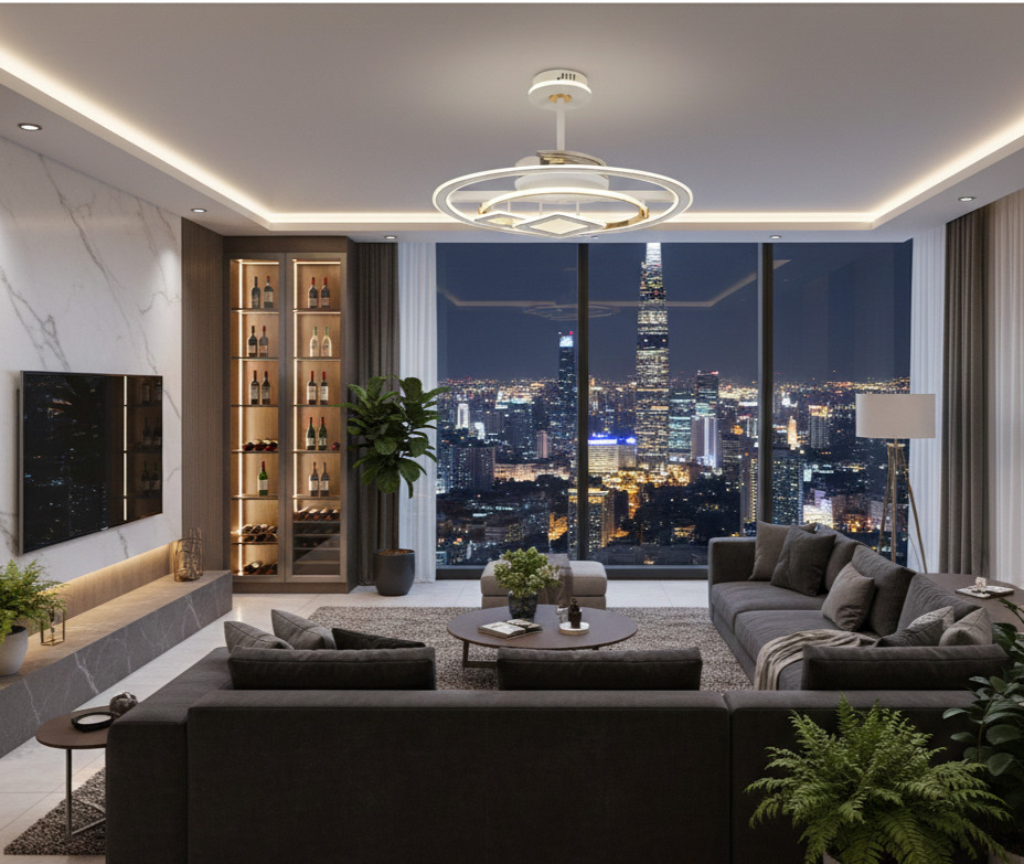 Quạt trần đèn Vòng Bao Vuông SNT6514