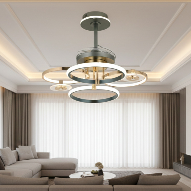 Quạt trần đèn Vòng Kim Giao Thoa SNT6523