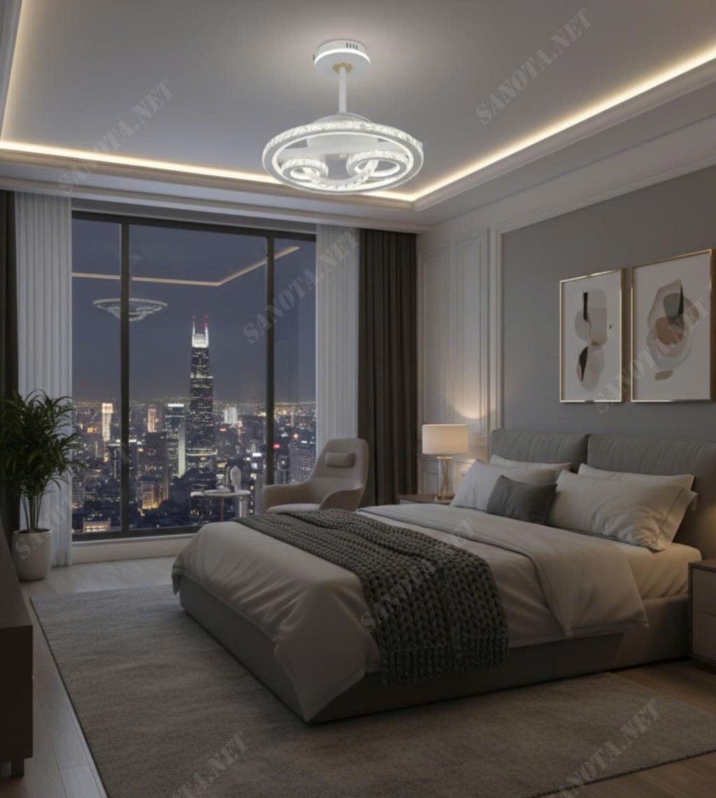 Quạt trần đèn Ring Pha Lê SNT6510 - Ảnh 3